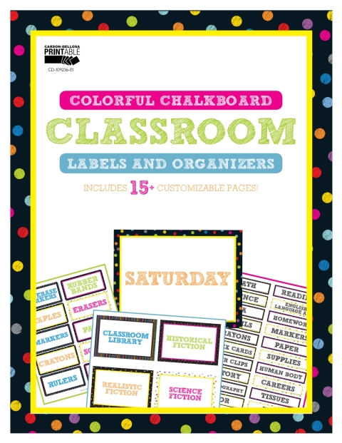 Cover image for book Colorful Chalkboard Classroom Labels and Organizers