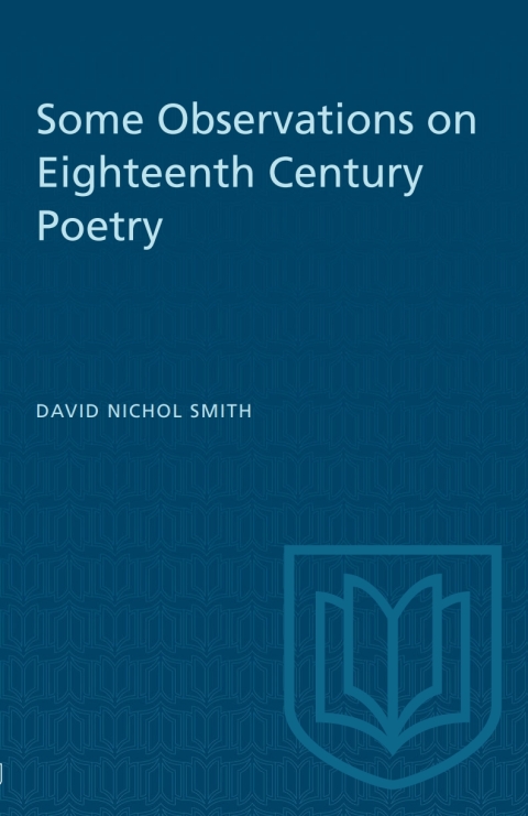 Cover image for book Some Observations on Eighteenth Century Poetry