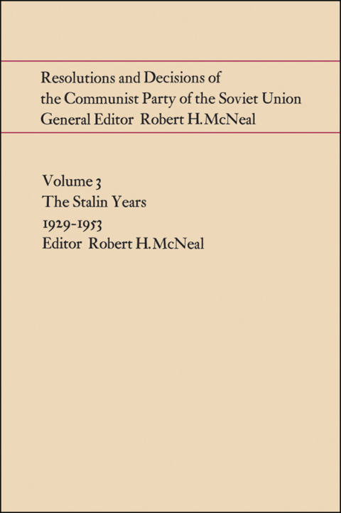 Cover image for book Resolutions and Decisions of the Communist Party of the Soviet Union, Volume  3