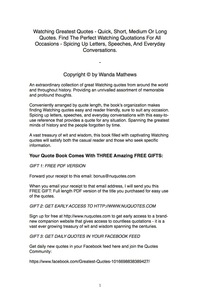 Cover image: Watching Greatest Quotes - Quick, Short, Medium Or Long Quotes. Find The Perfect Watching Quotations For All Occasions - Spicing Up Letters, Speeches, And Everyday Conversations. 9781489110466