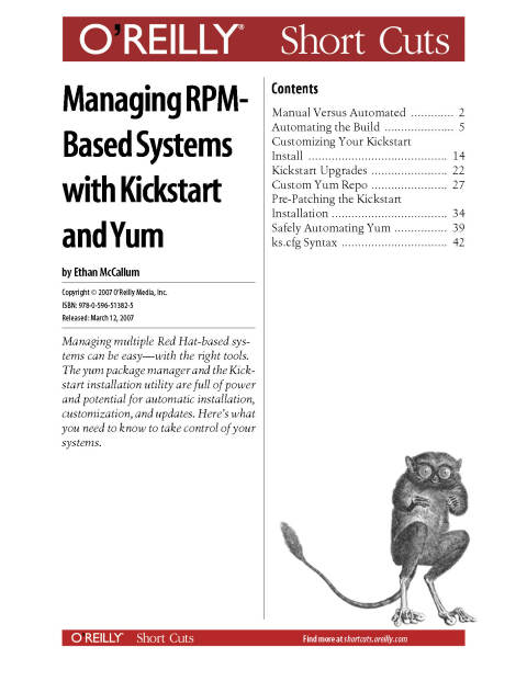 Cover image for book Managing RPM-Based Systems with Kickstart and Yum
