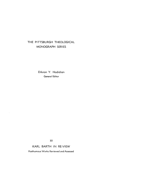 Cover image for book Karl Barth In Re-View