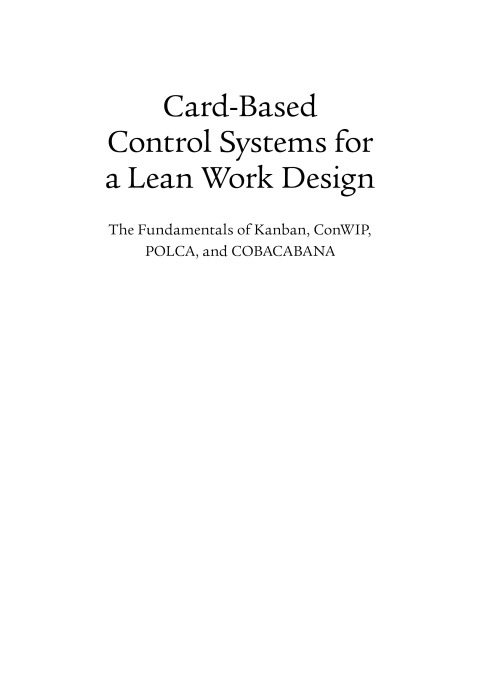 Cover image for book Card-Based Control Systems for a Lean Work Design