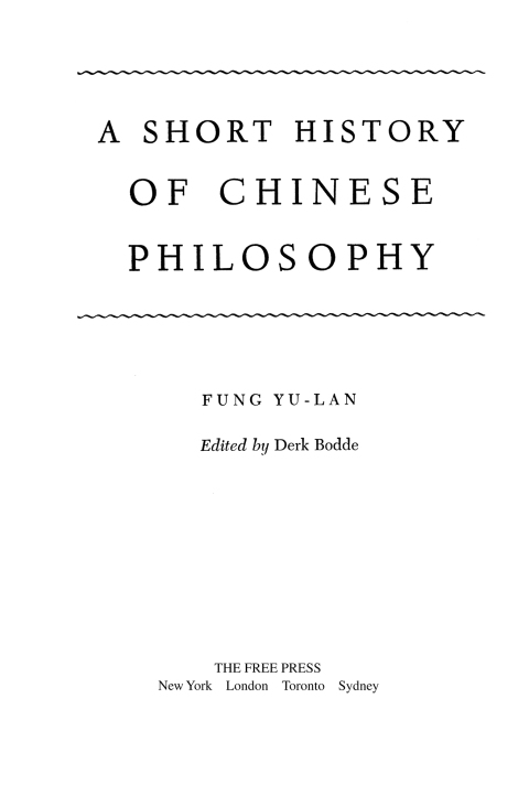 Cover image for book A Short History of Chinese Philosophy