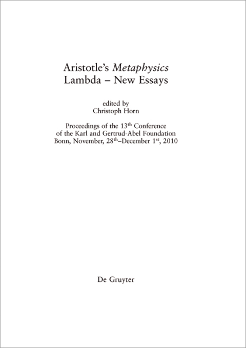 Cover image for book Aristotle’s "Metaphysics" Lambda – New Essays
