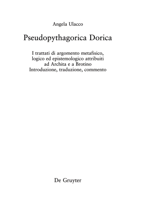 Cover image for book Pseudopythagorica Dorica