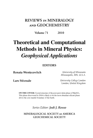 Theoretical and Computational Methods in Mineral Physics