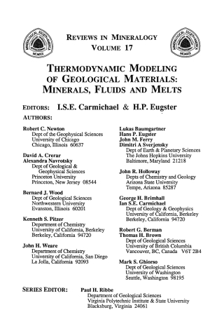 Thermodynamic Modeling of Geologic Materials