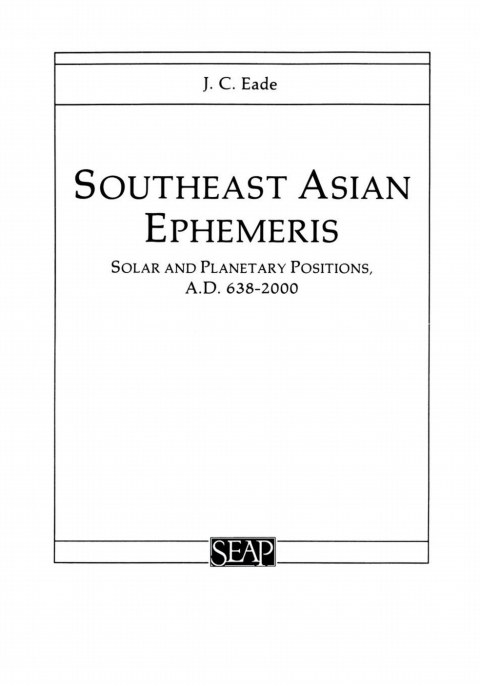 Cover image for book Southeast Asian Ephemeris