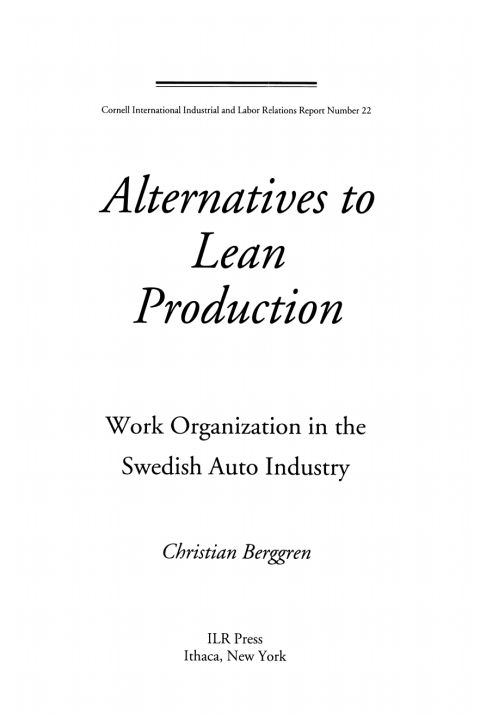 Cover image for book Alternatives to Lean Production