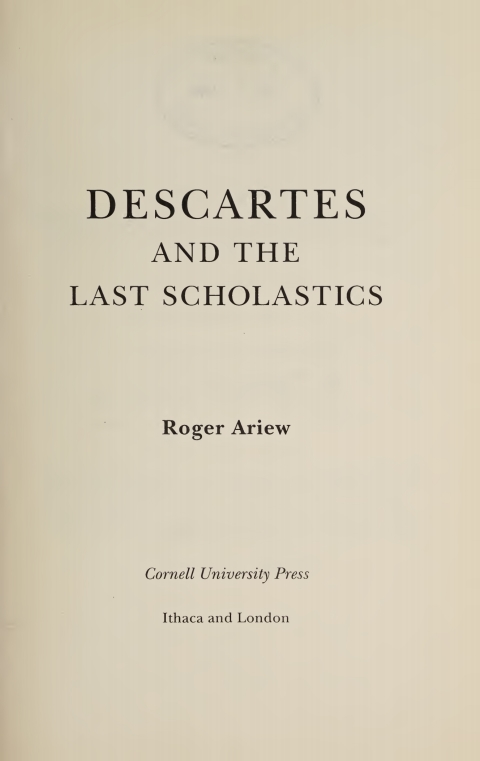 Cover image for book Descartes and the Last Scholastics