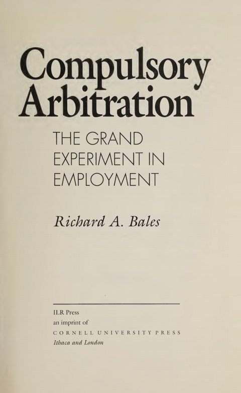 Cover image for book Compulsory Arbitration