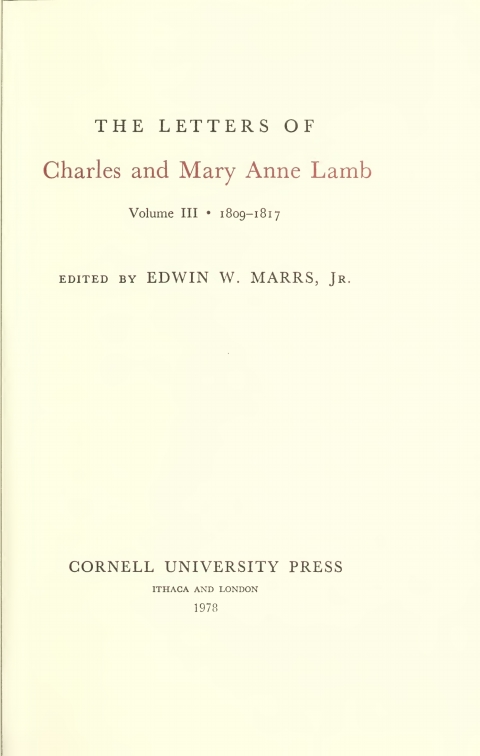 Cover image for book The Letters of Charles and Mary Anne Lamb