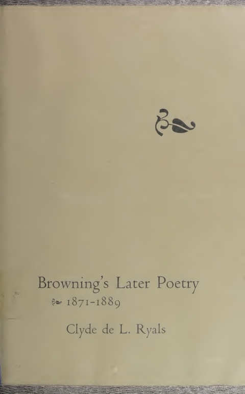 Cover image for book Browning's Later Poetry, 1871-1889