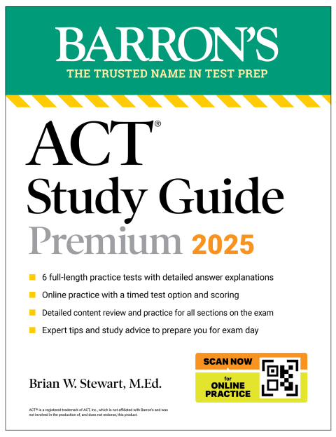 Cover image for book ACT Study Guide Premium, 2025: 6 Practice Tests + Comprehensive Review + Online Practice