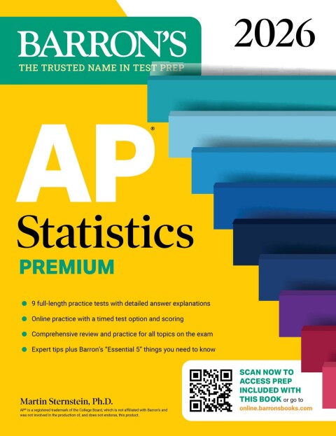 Cover image for book AP Statistics Premium, 2026: Prep Book with 9 Practice Tests + Comprehensive Review + Online Practice