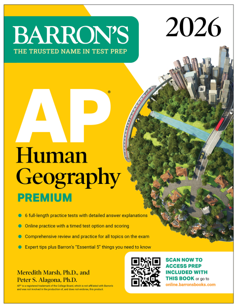 Cover image for book AP Human Geography Premium, 2026: Prep Book with 6 Practice Tests+ Comprehensive Review + Online Practice