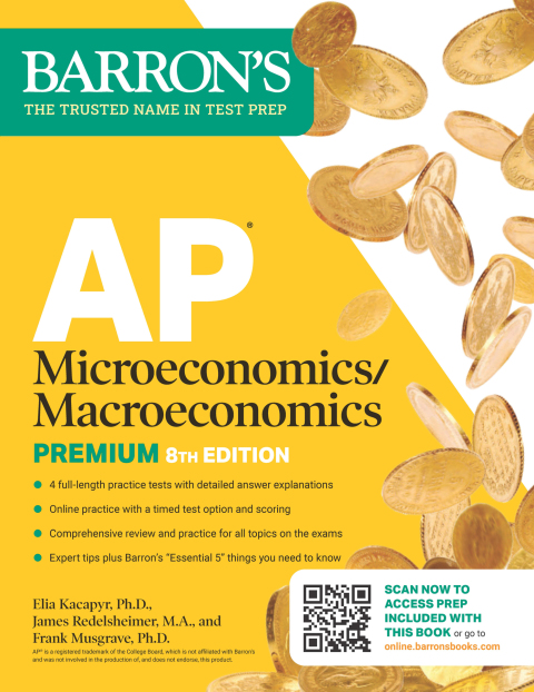 Cover image for book AP Microeconomics/Macroeconomics Premium, Eighth Edition: Prep Book with 4 Practice Tests + Comprehensive Review + Online Practice