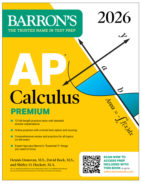 Cover image for book AP Calculus Premium, 2026: Prep Book with 12 Practice Tests + Comprehensive Review + Online Practice