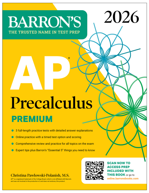 Cover image for book AP Precalculus Premium, 2026: Prep Book with 3 Practice Tests + Comprehensive Review + Online Practice