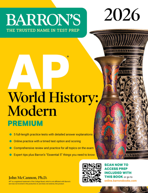 Cover image for book AP World History: Modern Premium, 2026: Prep Book With 5 Practice Tests + Comprehensive Review + Online Practice