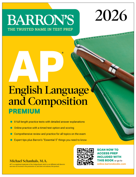 Cover image for book AP English Language and Composition Premium, 2026: Prep Book with 8 Practice Tests + Online Practice