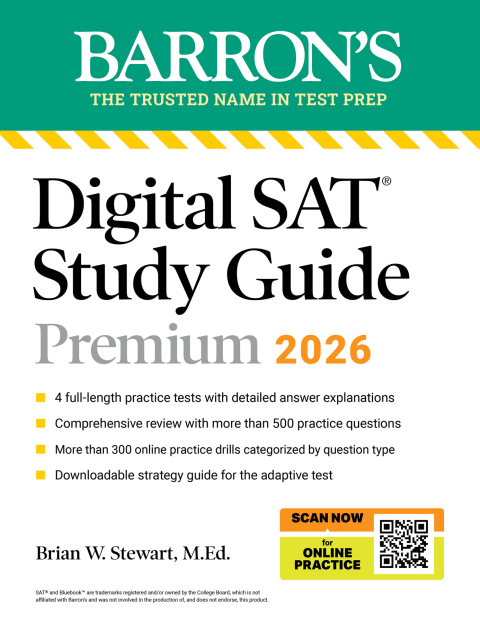 Cover image for book Digital SAT Study Guide Premium, 2026: 3 Practice Tests + Comprehensive Review + Online Practice