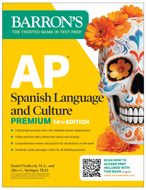 Cover image for book AP Spanish Language and Culture Premium, Fourteenth Edition: Prep Book with 5 Practice Tests + Comprehensive Review + Online Practice (2026)