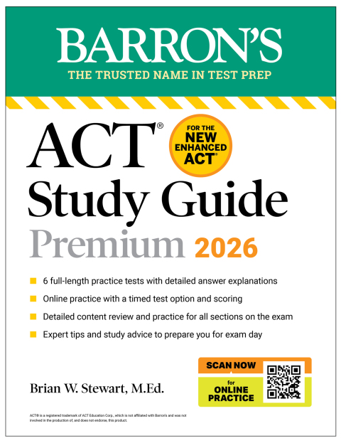 Cover image for book ACT Study Guide Premium, 2026: 6 Practice Tests + Comprehensive Review + Online Practice for the New Enhanced ACT