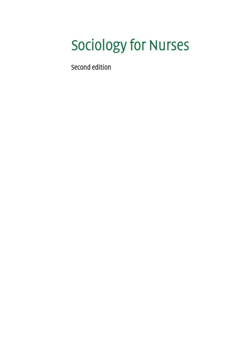 Cover image for book Sociology for Nurses