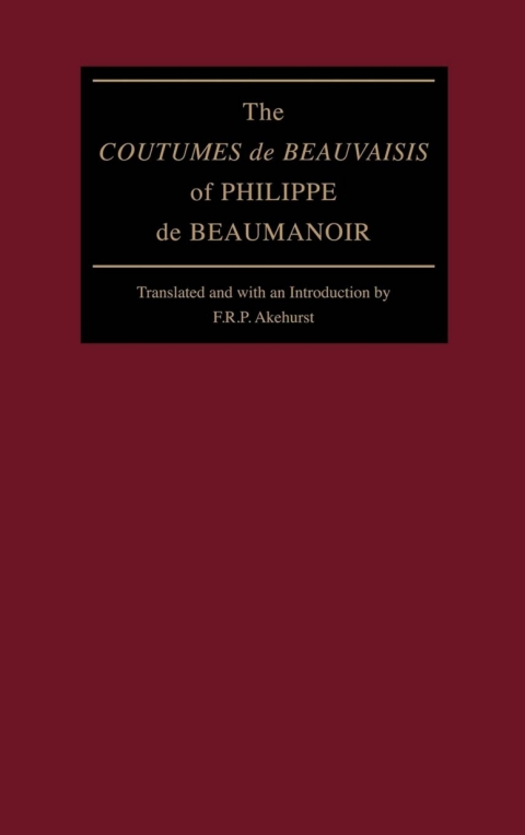 Cover image for book The "Coutumes de Beauvaisis" of Philippe de Beaumanoir
