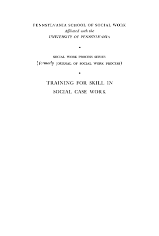 Training for Skill in Social Case Work