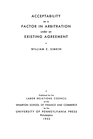 Acceptability as a Factor in Arbitration Under an Existing Agreement