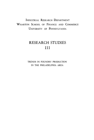 Trends in Foundry Production in the Philadelphia Area