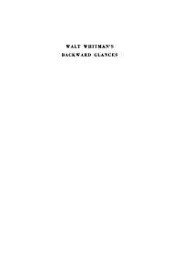 Imagen de portada: Walt Whitman's Backward Glances 9781512810592