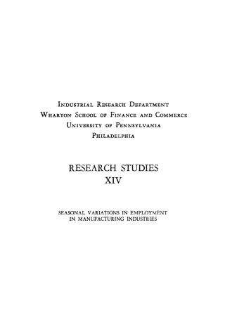 Seasonal Variations in Employment in Manufacturing Industries