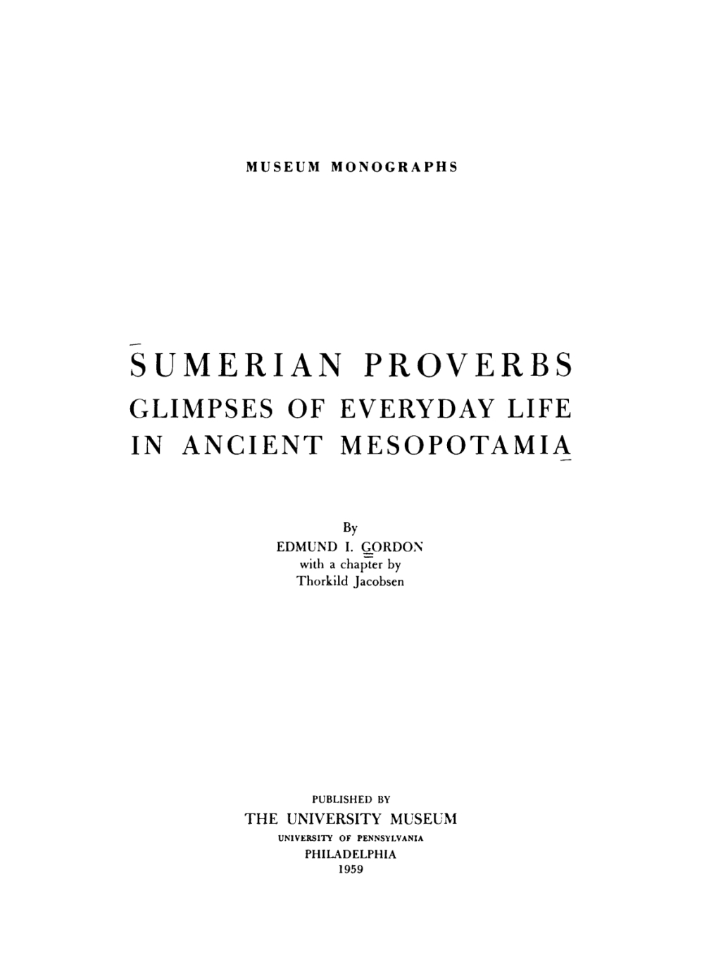 Sumerian Proverbs (eBook)