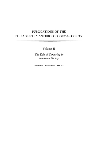 The Role of Conjuring in Saulteaux Society