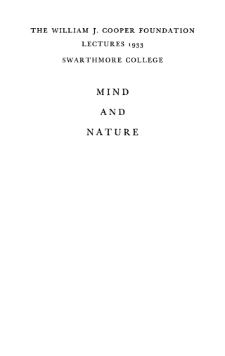 Mind and Nature