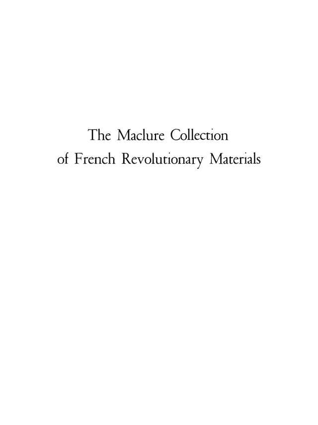The Maclure Collection of French Revolutionary Materials