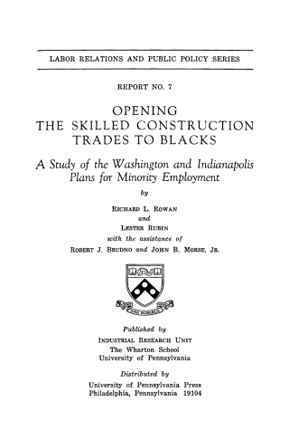 Opening the Skilled Construction Trades to Blacks