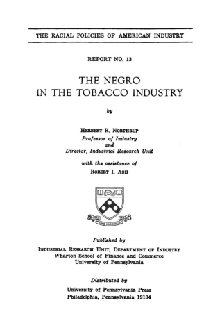 The Negro in the Tobacco Industry