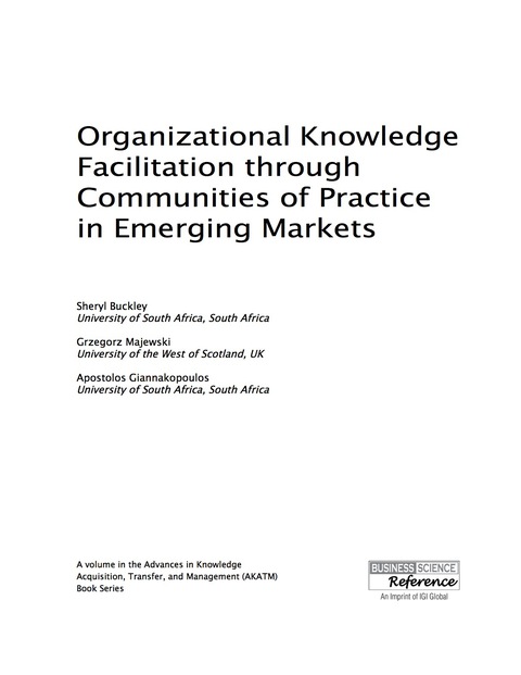 Cover image for book Organizational Knowledge Facilitation through Communities of Practice in Emerging Markets