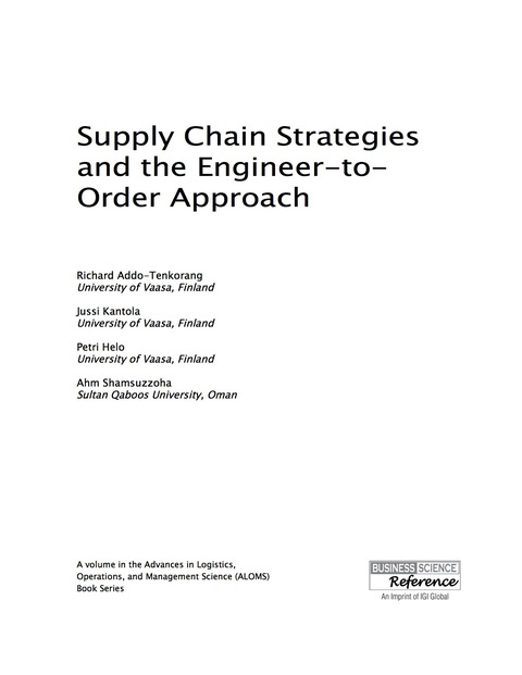Cover image for book Supply Chain Strategies and the Engineer-to-Order Approach