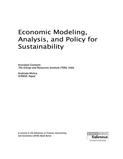 Cover image for book Economic Modeling, Analysis, and Policy for Sustainability