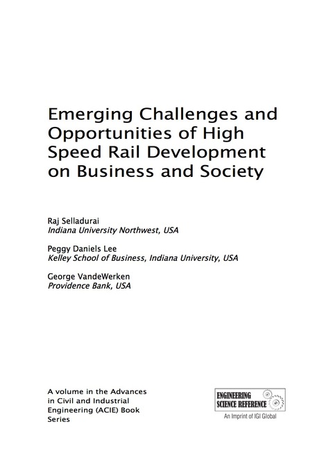Cover image for book Emerging Challenges and Opportunities of High Speed Rail Development on Business and Society