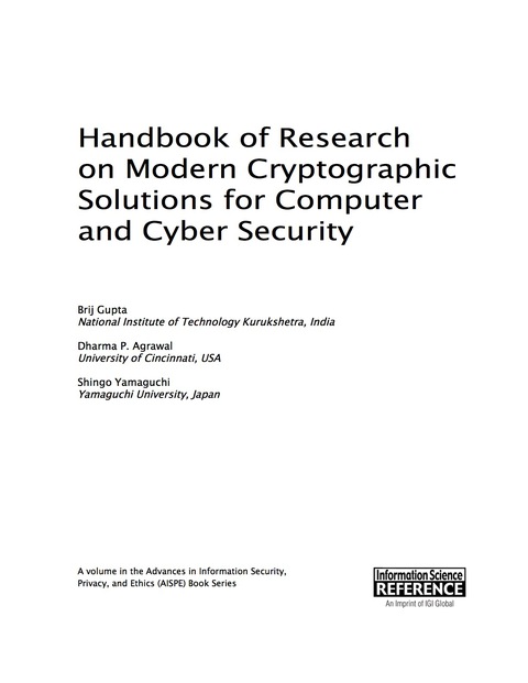 Cover image for book Handbook of Research on Modern Cryptographic Solutions for Computer and Cyber Security