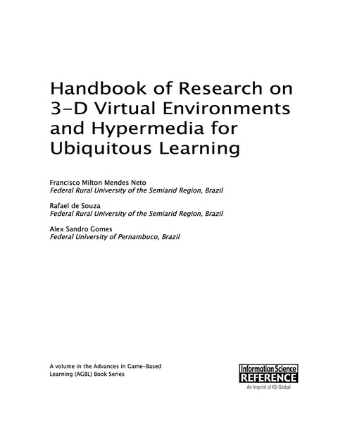 Cover image for book Handbook of Research on 3-D Virtual Environments and Hypermedia for Ubiquitous Learning