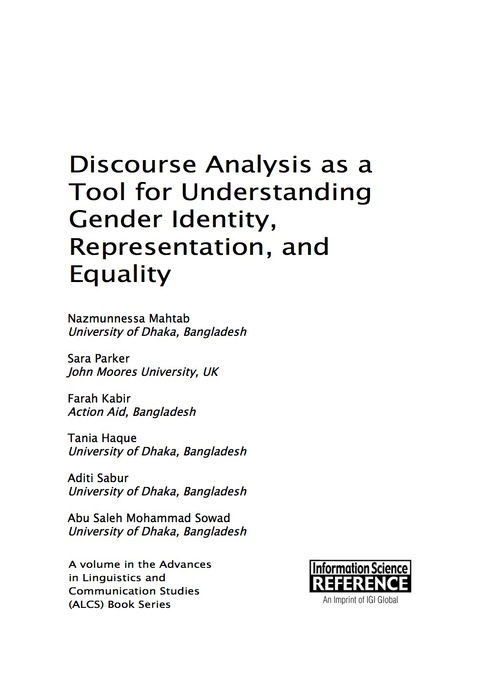 Cover image for book Discourse Analysis as a Tool for Understanding Gender Identity, Representation, and Equality