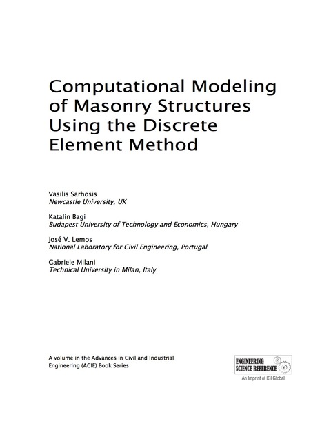 Cover image for book Computational Modeling of Masonry Structures Using the Discrete Element Method